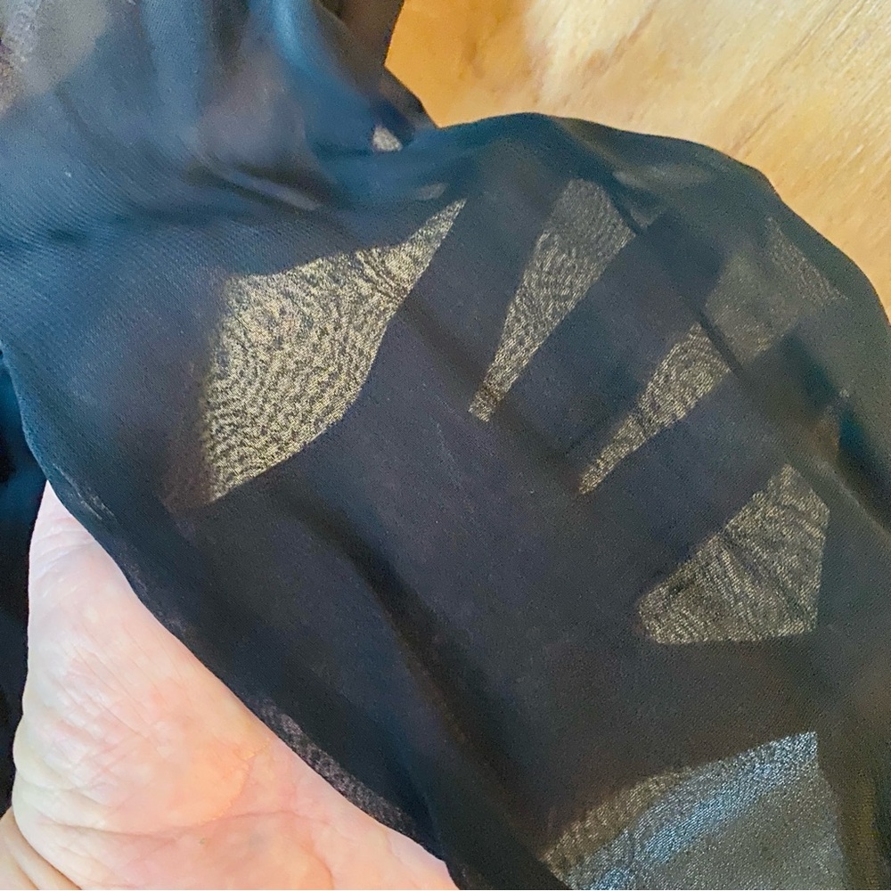 Black Sheer Fitted Feminine Goddess Dress with Sequin & Pearl Accents - Picture 4 of 10